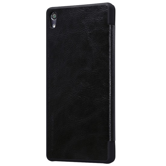 NILLKIN Qin Series Card Slot Flip Leather Mobile Shell priekš Sony Xperia XA Ultra F3211 / F3216 - Melns - sāniski atverams maciņš (ādas maks, grāmatiņa, leather book wallet case cover)