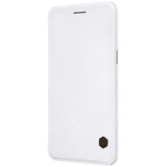 NILLKIN Qin Series Card Slot Flip Leather Mobile Shell priekš OnePlus 5 - Balts - sāniski atverams maciņš (ādas maks, grāmatiņa, leather book wallet case cover)
