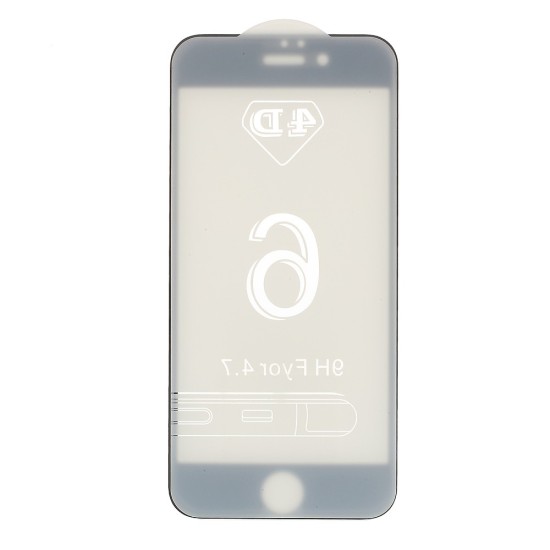 4D Curved (ar noapaļotām malām) Full Size Tempered Glass screen protector film guard priekš Apple iPhone 6 Plus / 6S Plus - Melns - Ekrāna Aizsargstikls / Bruņota Stikla Aizsargplēve
