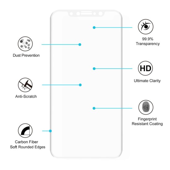 HAT PRINCE 3D Curved Full Size Tempered Glass screen protector priekš Apple iPhone 11 Pro / X / XS - White - Ekrāna Aizsargstikls / Bruņota Stikla Aizsargplēve