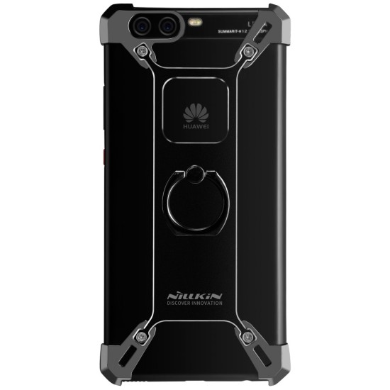 Nillkin Barde Series Metal Frame Case priekš Huawei P10 Plus - Melns - alumīnija apvalks (bampers, vāciņš, slim cover shell, bumper)