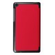 Tri-fold Stand PU Smart Auto Wake/Sleep Leather Case priekš Lenovo Tab 3 7.0 710 - Red - sāniski atverams maciņš ar stendu
