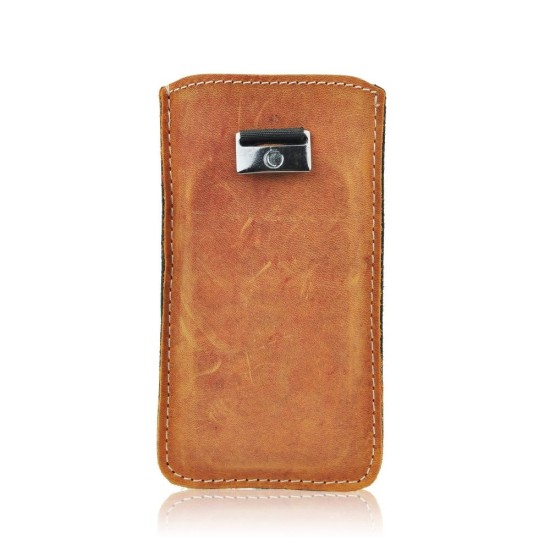 Forcell Leather Pull Up Case Slim Premium (Samsung S5 size) - Brūns - universāls maks kabatiņa (pouch cover, maciņš kabata, universal case)