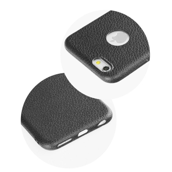 Forcell Lizard Case priekš Huawei P8 Lite - Melns - ādas imitācijas silikona aizmugures apvalks (maciņš, bampers, vāciņš, slim cover, bumper, back case)