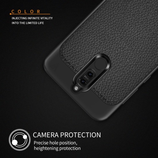 IVSO Gentry Series Leather Coated TPU Phone Case for Huawei Mate 10 Lite - Black - ādas imitācijas triecienizturīgs silikona aizmugures apvalks (maciņš, bampers, vāciņš, slim cover, bumper, back case)