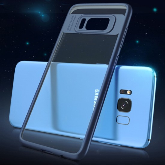 IPAKY Hybrid TPU Frame Clear Acrylic Back Case for Samsung Galaxy S8 Plus G955 - Blue - silikona ar plastikas rāmi aizmugures apvalks (bampers, vāciņš, TPU silicone cover, bumper shell)