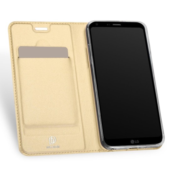 Dux Ducis Skin Pro series priekš LG Q6 M700 - Zelts - sāniski atverams maciņš ar magnētu un stendu (ādas maks, grāmatiņa, leather book wallet case cover stand)