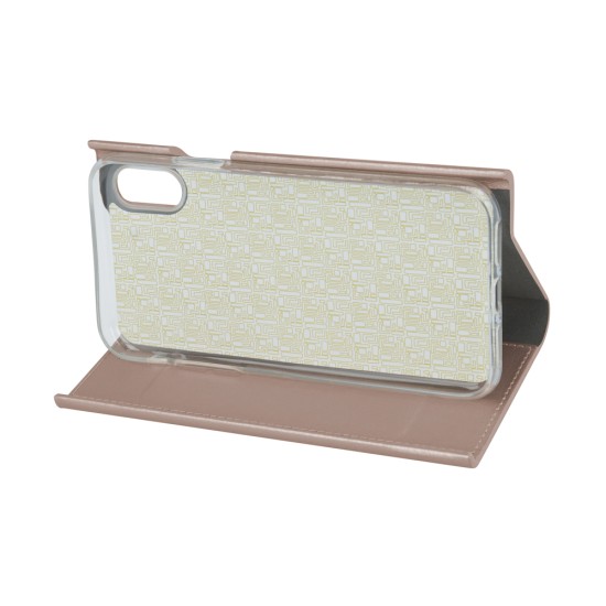 Beeyo Book Grande Book Case priekš Huawei P9 Lite mini - Rozā Zelts - sāniski atverams maciņš ar stendu (ādas maks, grāmatiņa, leather book wallet case cover stand)