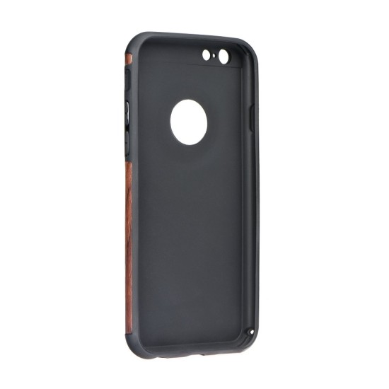 Wood Back Case priekš Samsung Galaxy J3 (2017) J330 - Tumši Brūns - silikona aizmugures apvalks (bampers, vāciņš, slim TPU silicone case cover, bumper)