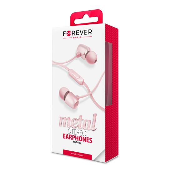 Forever earphones MSE-100 Universālas austiņas 3.5mm ar mikrofonu - Rozā Zelts