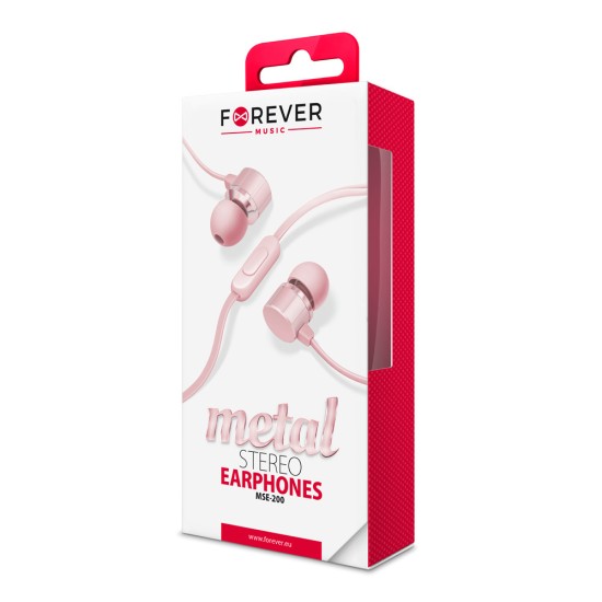 Forever earphones MSE-200 Universālas austiņas 3.5mm ar mikrofonu - Rozā Zelts