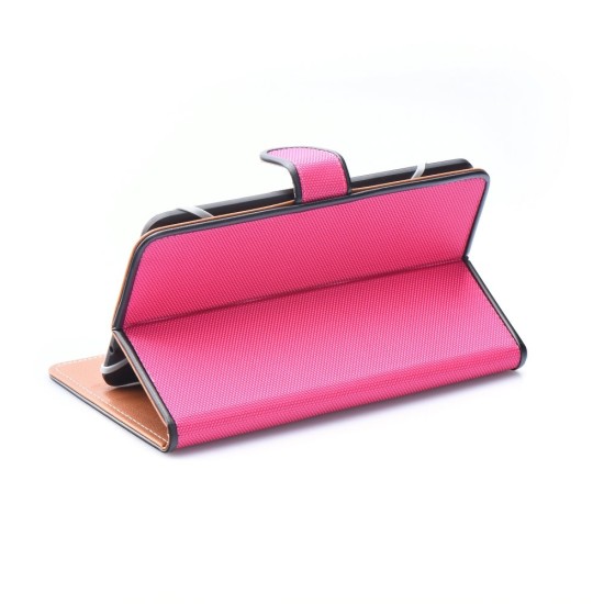 Fancy Universal Book Case Stand Cover priekš 7-8 inch Tablet PC - Rozā - Universāls sāniski atverams maks planšetdatoriem ar stendu (ādas grāmatiņa, leather book wallet case cover stand)