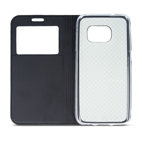 Smart Look Case priekš LG K11 X410 - Melns - sāniski atverams maciņš ar stendu un lodziņu (ādas maks, grāmatiņa, leather book wallet case cover stand)