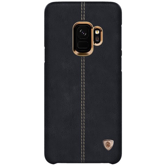NILLKIN Englon Textured Leather Skin Hard Back Case priekš Samsung Galaxy S9 G960 - Melns - ādas aizmugures apvalks (bampers, vāciņš, leather cover, bumper)