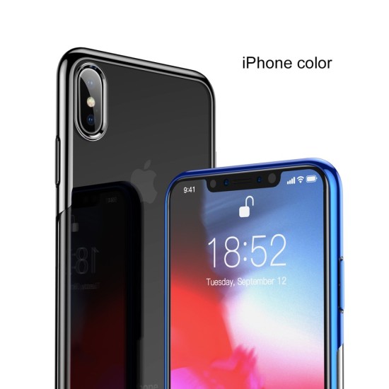 BASEUS Shining Series Plating Back Case priekš Apple iPhone XS Max - Zils - silikona aizmugures apvalks (bampers, vāciņš, slim TPU silicone case shell cover, bumper)