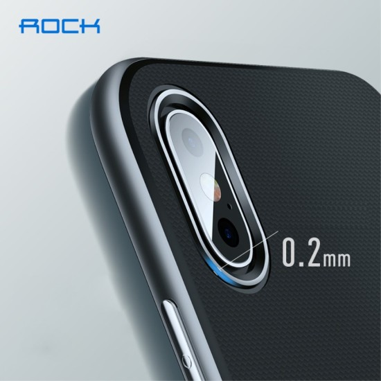 ROCK Royce Series PC and TPU Hybrid Cover for Apple iPhone XS Max - Pelēks - silikona ar plastikas rāmi aizmugures apvalks (bampers, vāciņš, TPU silicone cover, bumper shell)