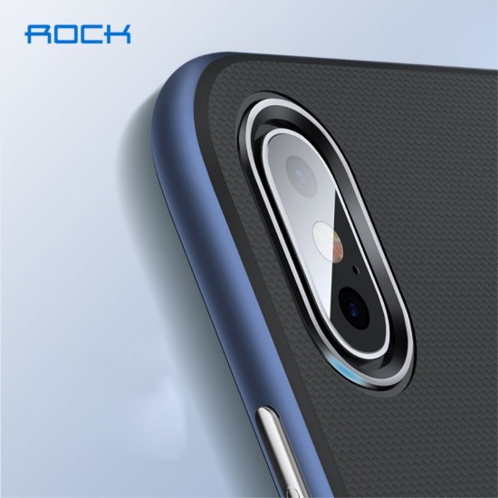 ROCK Royce Series PC and TPU Hybrid Cover for Apple iPhone XS Max - Zils - silikona ar plastikas rāmi aizmugures apvalks (bampers, vāciņš, TPU silicone cover, bumper shell)