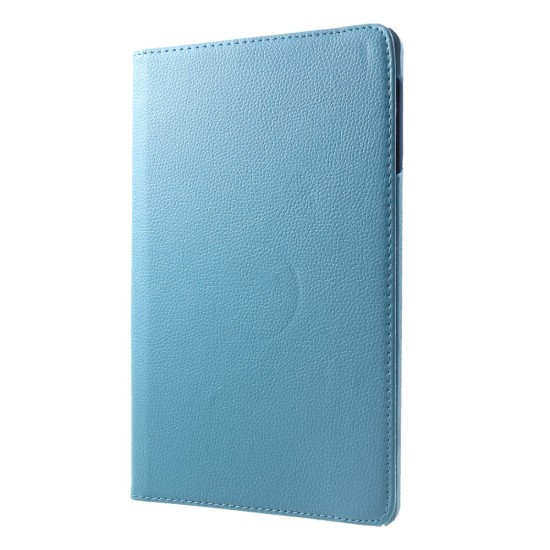 360 Rotary Litchi Skin Leather Cover w/ Stand for Samsung Galaxy Tab A 10.5 (2018) T590 / T595 - Gaiši zils - sāniski atverams maciņš ar stendu (ādas maks, grāmatiņa, leather book wallet case cover stand)