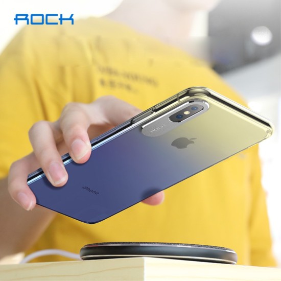 ROCK Aluminum Alloy Patch Gradient Color PC Hard Case priekš Apple iPhone XS Max - Violets - plastikāta aizmugures apvalks (bampers, vāciņš, slim PC case cover, bumper)