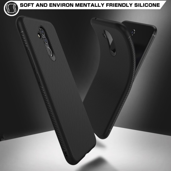 Twill Texture Silicone Mobile Phone Cover Shell priekš Huawei Mate 20 Lite - Melns - triecienizturīgs silikona aizmugures apvalks (bampers, vāciņš, slim TPU silicone case shell cover, bumper)