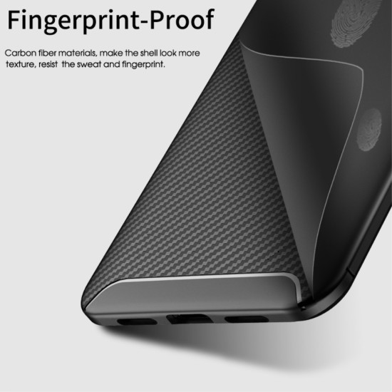 IPAKY Carbon Fiber Texture Soft TPU Heat Dissipation Back Airbag Case priekš Xiaomi Mi A2 Lite / Redmi 6 Pro - Melns - Triecienizturīgs silikona aizmugures apvalks (bampers, vāciņš, slim TPU silicone case shell cover, bumper)