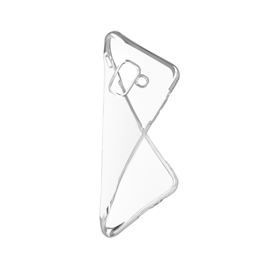 Plating Soft TPU Back Case priekš Samsung Galaxy A7 (2018) A750 - Sudrabains - silikona aizmugures apvalks (bampers, vāciņš, slim TPU silicone case shell cover, bumper)