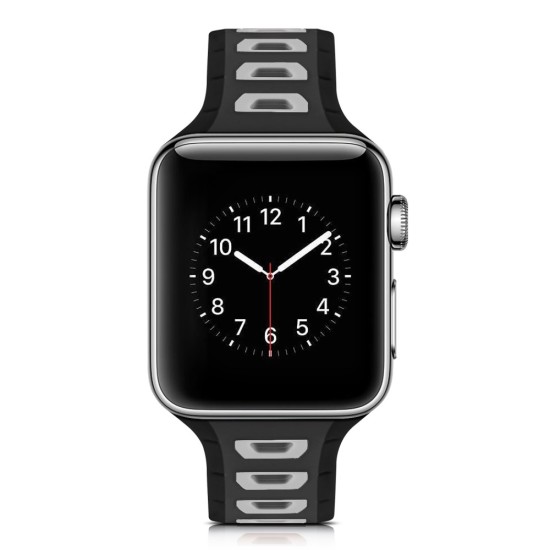 Dual Color Silicone Watch Band для Apple Watch 42 / 44 / 45 mm / Ultra 49 mm - Чёрный/Серый - силиконовый ремешок для часов