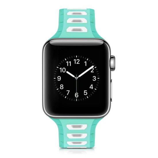 Dual Color Silicone Watch Band для Apple Watch 42 / 44 / 45 mm / Ultra 49 mm - Зелёный/Белый - силиконовый ремешок для часов