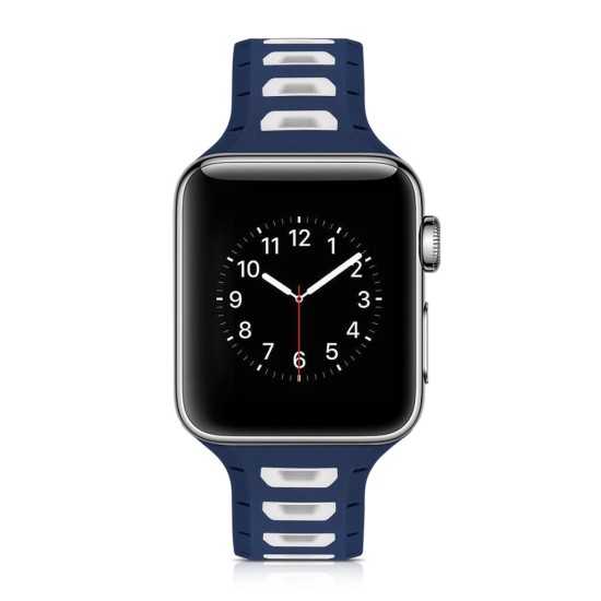 Dual Color Silicone Watch Band priekš Apple Watch 42 / 44 / 45 mm / Ultra 49 mm - Tumši Zils/Balts - silikona siksniņas (jostas) priekš pulksteņiem