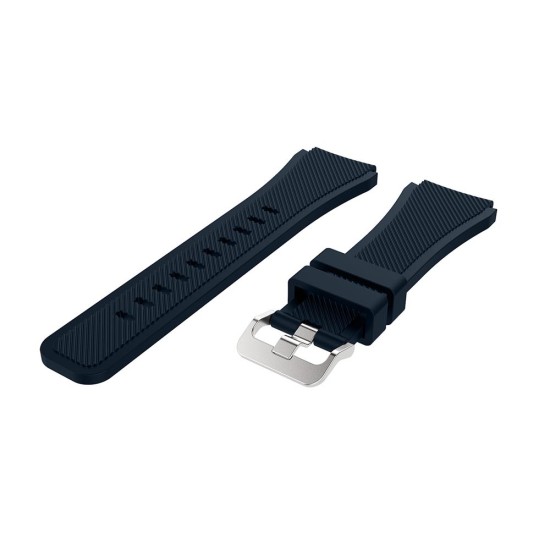 22mm Twill Texture Silicone Watchband Strap - Tumši Zils - silikona siksniņas (jostas) priekš pulksteņiem