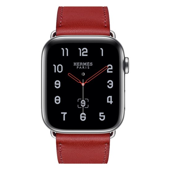 Genuine Leather Watch Wrist Bracelet priekš Apple Watch 42 / 44 / 45 mm / Ultra 49 mm - Sarkans - dabīgas ādas siksniņas (jostas) priekš pulksteņiem