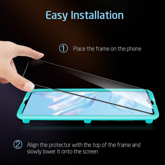 ESR 5D Full Coverage Edge Glue (with Frame) Tempered Glass protector priekš Huawei P30 Lite - Melns - Ekrāna Aizsargstikls / Bruņota Stikla Aizsargplēve