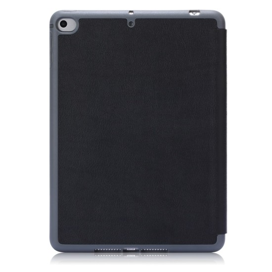 Tri-fold Stand PU Smart Auto Wake/Sleep Leather Case priekš Apple iPad mini 5 (2019) / mini 4 (2015) - Melns - sāniski atverams maciņš ar stendu