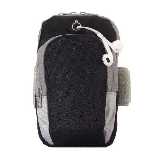 Arm Case Pocket Zipper 5.5-inch - Melns - Universāls maks ietvars ar rāvējslēdzēju - Sporta futlāris rokas aproce fitnesam saite