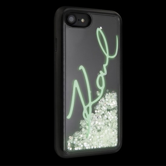 Karl Lagerfeld Glitter Karl Signature series KLHCI8PH2IR priekš Apple iPhone 7 / 8 / SE2 (2020) / SE3 (2022) - Glow in the dark - plastikāta apvalks / bampers-vāciņš