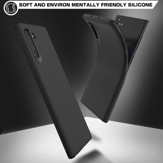 Twill Texture Silicone Mobile Phone Cover Shell priekš Samsung Galaxy Note 10 N970 - Melns - triecienizturīgs silikona aizmugures apvalks (bampers, vāciņš, slim TPU silicone case shell cover, bumper)