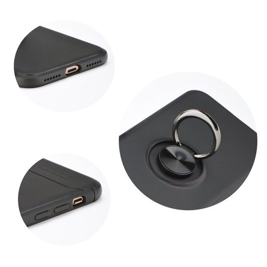 Forcell Ring Case priekš Xiaomi Redmi 7 - Melns - silikona aizmugures apvalks ar gredzenu