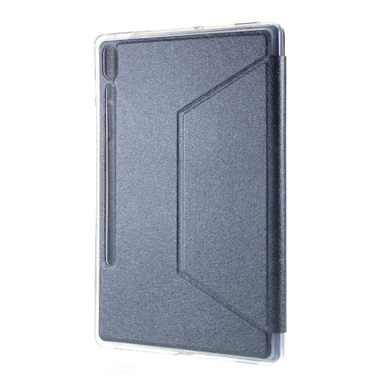 (prece ar defektu) Silk Texture Stand Leather Tablet Protective Case priekš Samsung Galaxy Tab S6 T860 / T865 - Tumši Zils - sāniski atverams maciņš ar stendu
