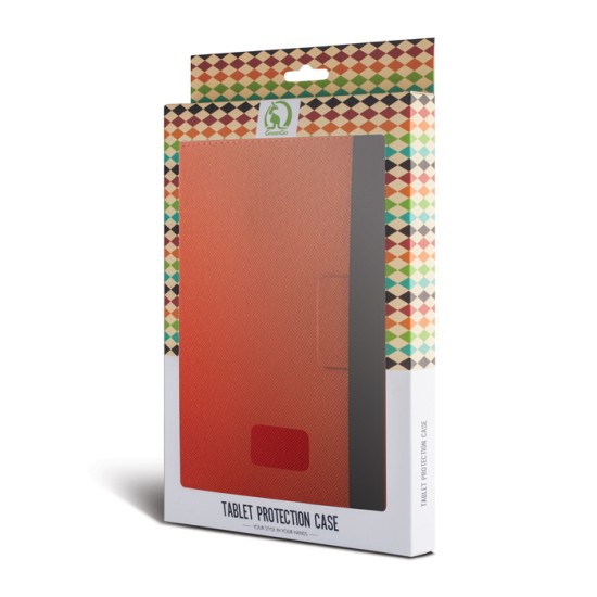 Universal Book Case Orbi Wrapper Stand Cover priekš 10-inch Tablet PC - Sarkans - Universāls sāniski atverams maks planšetdatoriem ar stendu (ādas grāmatiņa, leather book wallet case cover stand)