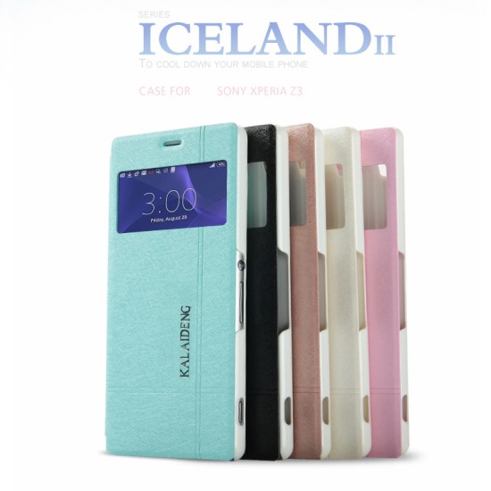 Kalaideng Iceland II series Sony Xperia Z3 D6603 - Rozā - sāniski atverams maciņš ar lodziņu un stendu (ādas maks, grāmatiņa, leather book wallet case cover stand)