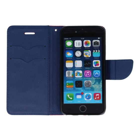 Smart Fancy book case priekš Huawei P8 Lite - Sarkans - sāniski atverams maciņš ar stendu (ādas maks, grāmatiņa, leather book wallet case cover stand)
