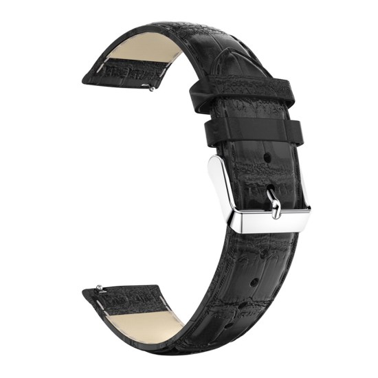 20mm Crocodile Texture Genuine Leather Watch Strap Replacement - Melns - dabīgas ādas siksniņas (jostas) priekš pulksteņiem
