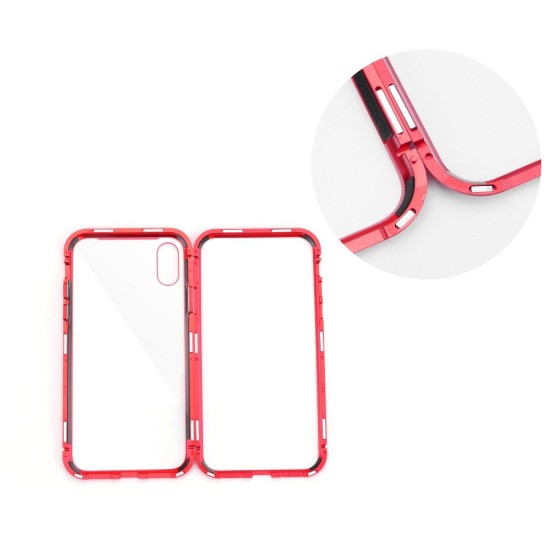 Magneto Aluminium Case with Back Tempered Glass and Silicone для Samsung Galaxy A51 A515 - Красный - алюминиевый бампер с крышкой из закалённого стекла (чехол-накладка, крышка-обложка, TPU case cover)