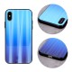 Aurora Glass Back Case priekš Apple iPhone XR - Gaiši Zils - silikona un stikla aizmugures apvalks (bampers, vāciņš, TPU back cover, bumper shell)