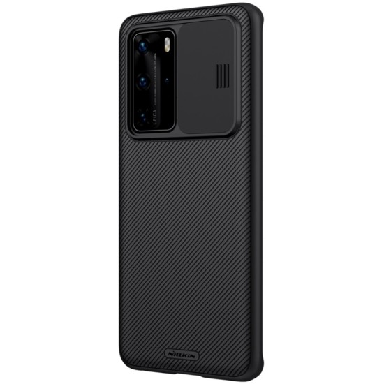 Nillkin CamShield Slide Camera Back Hard Case Cover priekš Huawei P40 Pro - Melns - plastikas aizmugures apvalks / bampers ar kameras aizsargmehānismu