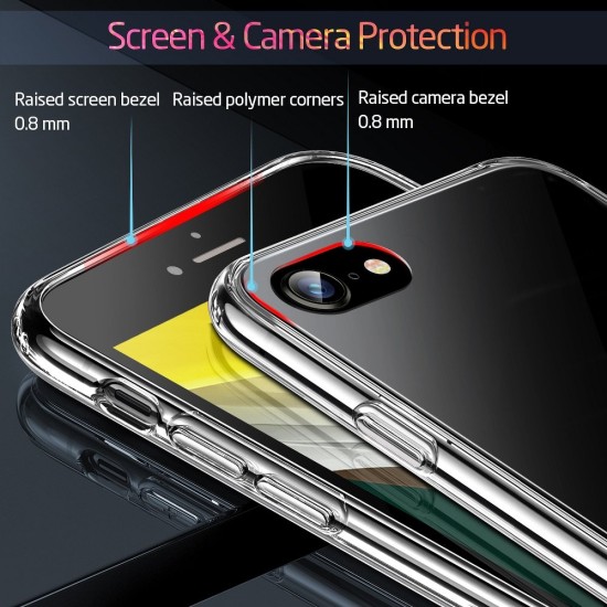ESR Ice Shield Glass Back Case priekš Apple iPhone 7 / 8 / SE2 (2020) / SE3 (2022) - Caurspīdīgs - silikona un stikla aizmugures apvalks / bampers-vāciņš