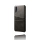 Double Card Slots PU Leather Coated PC Back Case priekš Samsung Galaxy A70 A705 - Melns - mākslīgās ādas aizmugures maciņš ar divām kabatiņām priekš kartēm