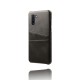 Double Card Slots PU Leather Coated PC Back Case priekš Samsung Galaxy Note 10 N970 - Melns - mākslīgās ādas aizmugures maciņš ar divām kabatiņām priekš kartēm