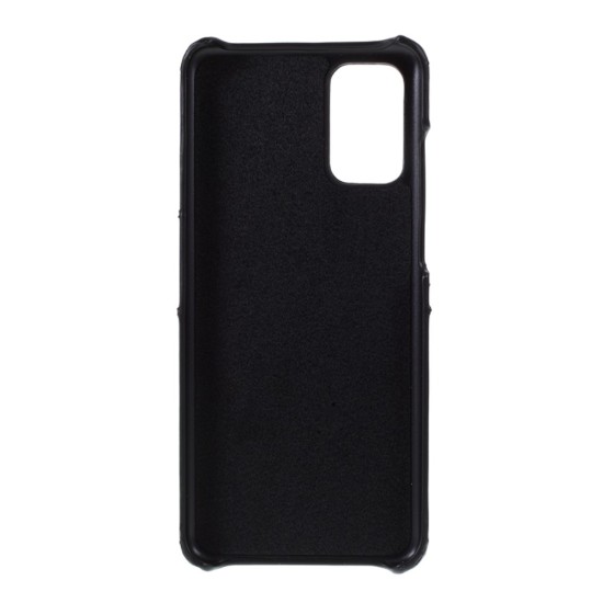 Double Card Slots PU Leather Coated PC Back Case priekš Samsung Galaxy S20 Plus 5G G986 - Melns - mākslīgās ādas aizmugures maciņš ar divām kabatiņām priekš kartēm