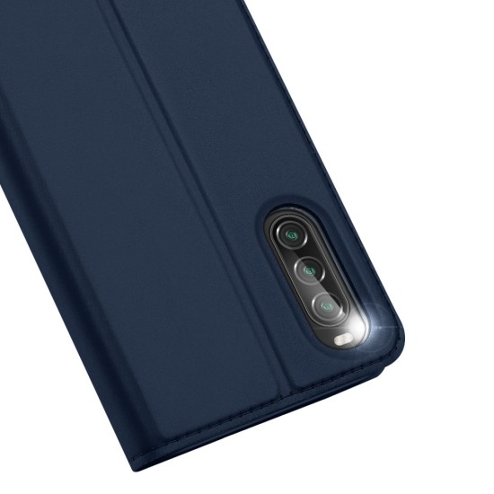 Dux Ducis Skin Pro series для Sony Xperia 10 II - Тёмно Синий - чехол-книжка с магнитом и стендом / подставкой (кожаный чехол-книжка, leather book wallet case cover stand)